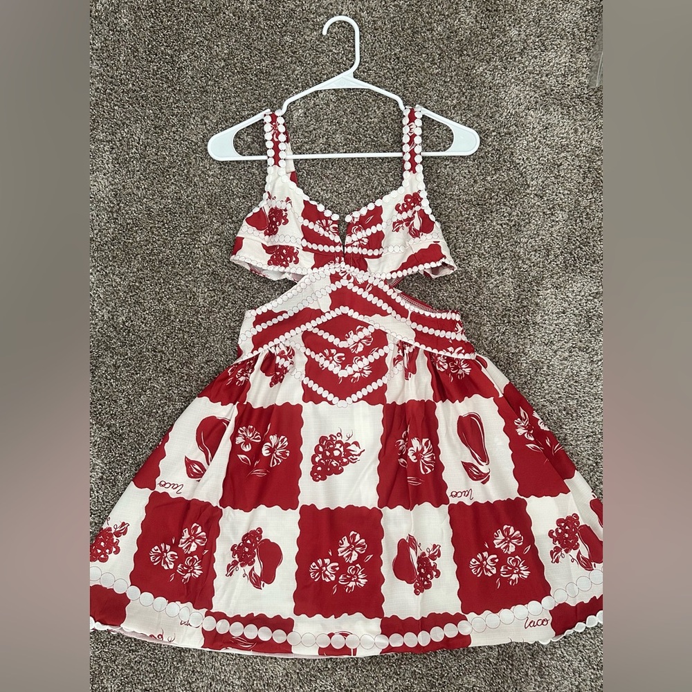 Women’s Lucia Linen Blend Ric Rac Trims Cutout Pocketed Mini Dress New Size M